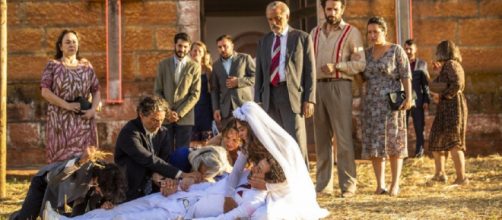 Amadeu &eacute; baleado pela irm&atilde; em seu casamento. (Divulga&ccedil;&atilde;o/ TV Globo)