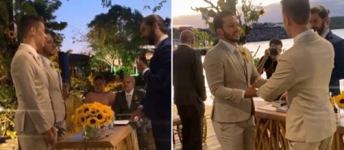 Casal oficializou a uni&atilde;o na presen&ccedil;a de amigos famosos. (Reprodu&ccedil;&atilde;o/Instagram/@carlinhosmaiaof)