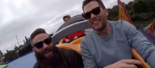 Tom Brady and Julian Edelman celebrated their Super Bowl win at Disney World. [Image Source: ESPN/YouTube]