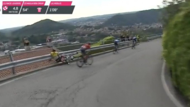 La caduta in discesa di Primoz Roglic