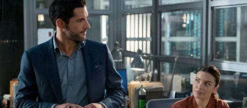 Lucifer (Tom Ellis) and Chloe (Lauren German) for "Lucifer" Season 4.