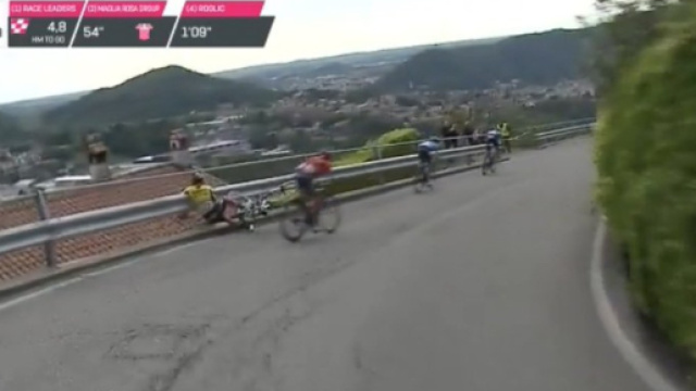 La caduta di Roglic nella tappa di Como