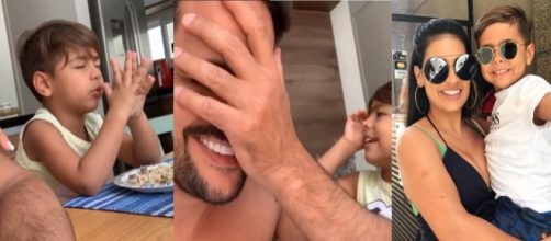 Filho de Simone &eacute; filmado enquanto faz uma ora&ccedil;&atilde;o agradecendo pelo alimento. (Reprodu&ccedil;&atilde;o/Instagram/@henrydinizof)