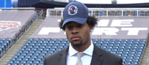 Harry was formally introduced by the Patriots at a news conference at Gillette Stadium. - [NESN / YouTube screencap]