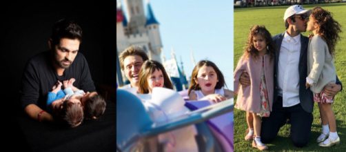 Atores Ferdinando Valencia, Juan Soler e Aaron Di&aacute;z com seus filhos. (Reprodu&ccedil;&atilde;o/ Instagram/ @ferdinandoval/ @juansolervalls/@aarondiaz