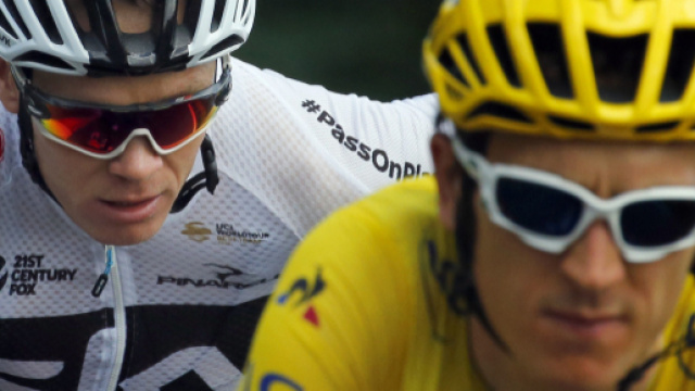Geraint Thomas in maglia gialla
