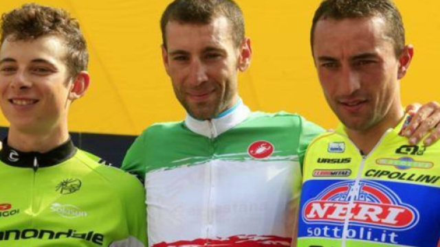Vincenzo Nibali con il Tricolore vinto nel 2014