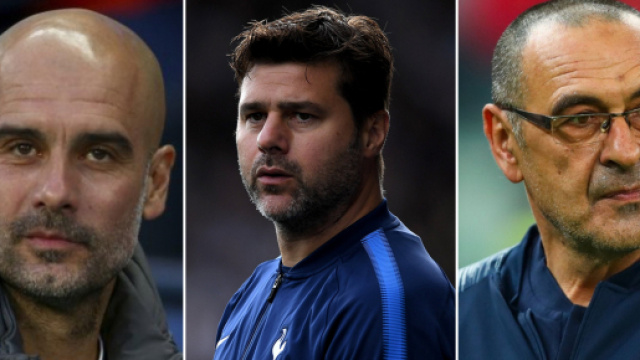 Pep Guardiola, Maurizio Pochettino e Maurizio Sarri (Foto: metro.co.uk; tottenhamhotspur.com; euprimetimefootball.com)