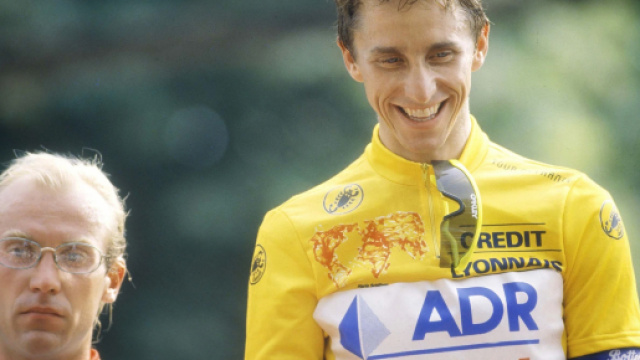 Greg Lemond vincitore del Tour '89 dopo una rocambolesca rimonta su Fignon
