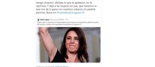 Tuit de Ada Colau por el comentario machista de Jes&uacute;s L&oacute;pez a Irene Montero
