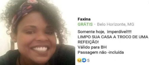 Mulher anuncia faxina em troca de comida. (Arquivo Pessoal)
