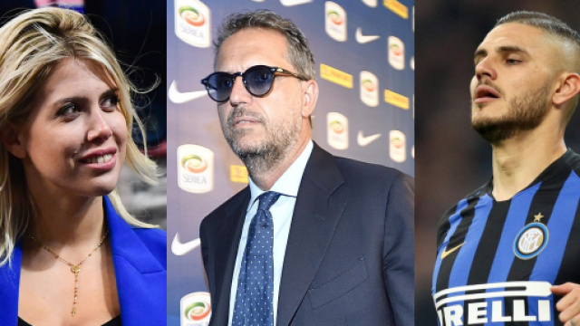 Wanda Nara, Fabio Paratici e Mauro Icardi (foto: carlsbergclub.com; gazzettadelsud.it; sport.virgilio.it)