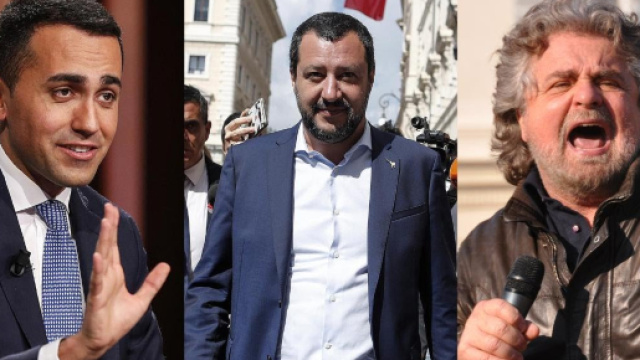 Luigi Di Maio, Matteo Salvini e Beppe Grillo