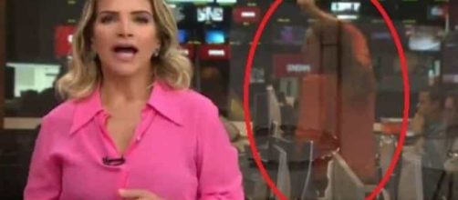 Maria Beltr&atilde;o &eacute; vista dan&ccedil;ando ao vivo durante telejornal. (Reprodu&ccedil;&atilde;o/Globo News)