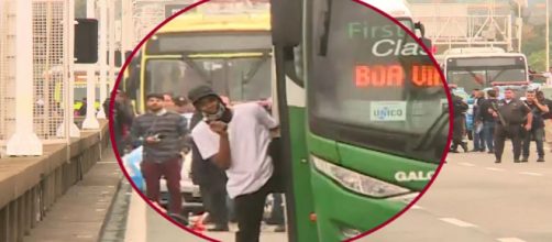 O marido de Eliziane enviou uma mensagem avisando que o &ocirc;nibus estava sendo sequestrado. (Reprodu&ccedil;&atilde;o/ RecordTV)