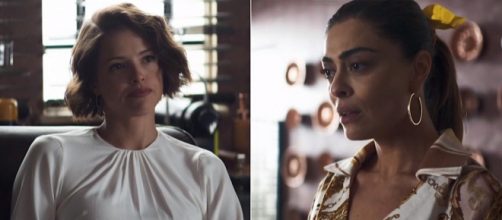 Maria enfrenta Josiane ap&oacute;s ser expulsa da f&aacute;brica. (Reprodu&ccedil;&atilde;o/Rede Globo)