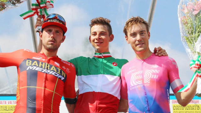 Davide Formolo in maglia tricolore di Campione d'Italia
