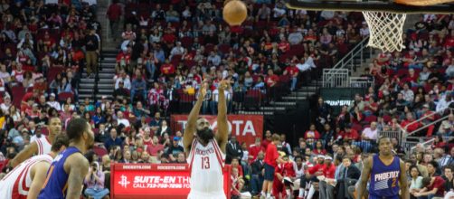 James Harden will be paired with Russell Westbrook in the Rockets backcourt. [Image Source: Flickr | Kretzchke93]