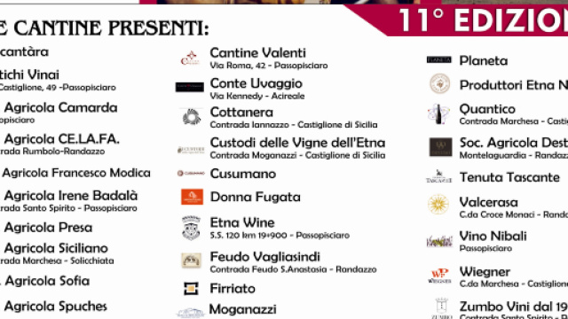 La locandina dell'edizione 2019 de I Vini della Costa d'Oro dell'Etna.