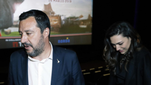 Matteo Salvini e Francesca Verdini lo scorso marzo alla presentazione del film d'animazione Dumbo a Roma