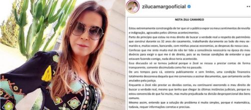 Zilu Camargo reafirmou ter sido enganada pelo ex-marido em partilha de bens. (Reprodu&ccedil;&atilde;o/Instagram/@zilucamargooficial)