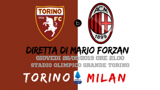 Serie A: La quinta giornata si chiude con Torino - Milan alle ore 21, Stadio Olimpico Grande Torino