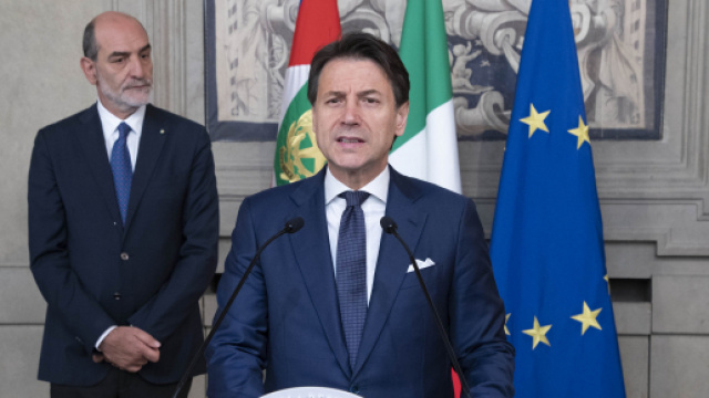 Il premier incaricato Giuseppe Conte in occasione delle consultazioni