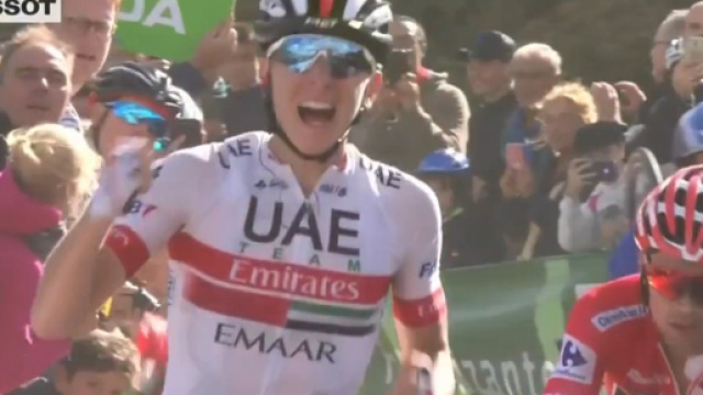 Tadej Pogacar vince la tappa di Los Machucos