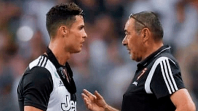 Cristiano Ronaldo e Maurizio Sarri (Foto vaaju.com)