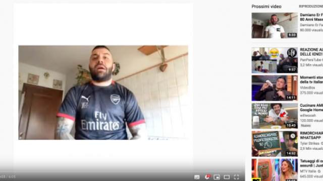 Damiano Coccia in uno dei suoi video.