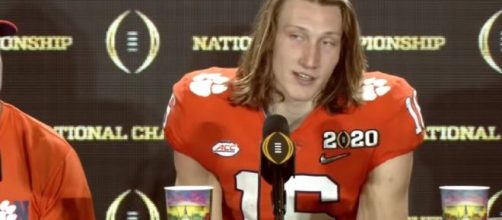 Clemson quarterback Trevor Lawrence promises comeback, girlfriend reacts emotionally. Image credit:ESPN Collage Football/Youtube screenshots