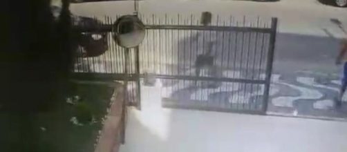 C&acirc;mera registrou marido da professora em frente a um pr&eacute;dio de S&atilde;o Vicente. (Reprodu&ccedil;&atilde;o).