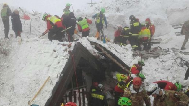 L'hotel Rigopiano travolto da una valanga nel 2017.