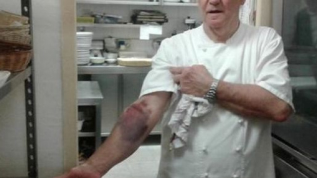 Mario Cattaneo durante la notte dell'aggressione