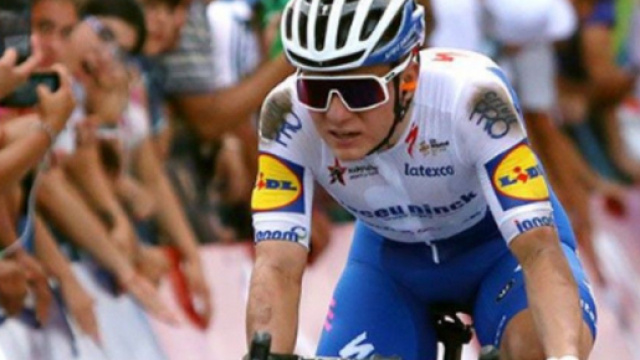 Remco Evenepoel al traguardo della prima tappa della Vuelta San Juan.