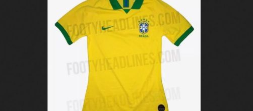 Suposta nova camisa da sele&ccedil;&atilde;o brasileira. (Reprodu&ccedil;&atilde;o/FootyHeadlines)