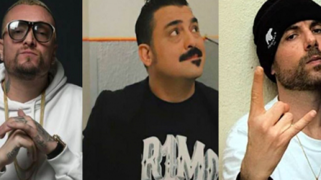 Da sinistra: Gu&eacute; Pequeno, Roy Paci e Primo Brown.