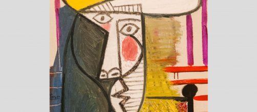 Man vandalizes portrait of Dora Maar titled, 'Bust of a Woman,' by Picasso. [Image source: Blasting News Database]