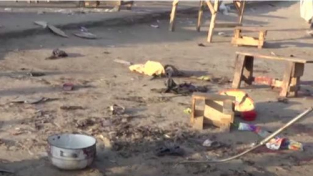 Reste du march&eacute; apr&egrave;s l'explosion. Credit: Capture d'&eacute;cran/ Africanewsfr