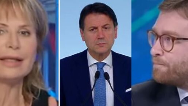 Lilli Gruber, Giuseppe Conte e Giuseppe Provenzano.