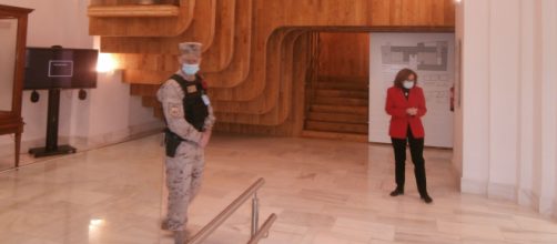 Entrada al nuevo Museo Naval, construida en imitaci&oacute;n del castillo de popa de un gale&oacute;n