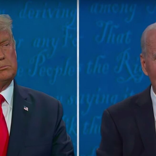 Donald Trump e Joe Biden durante debate presidencial americano na &uacute;ltima quinta-feira (22) (Reprodu&ccedil;&atilde;o/YouTube/C-SPAN)