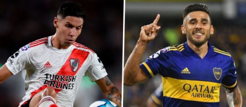 O lateral-direito Gonzalo Montiel e o meia Eduardo Salvio representar&atilde;o River e Boca nas Eliminat&oacute;rias da Copa. (Arquivo Blasting News)