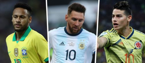 Neymar, Messi e James Rodr&iacute;guez s&atilde;o estrelas que v&atilde;o incendiar as Eliminat&oacute;rias. (Arquivo Blasting News)