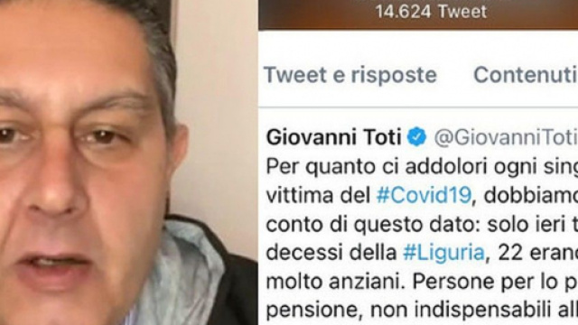 Bufera social su Giovanni Toti dopo post sugli anziani.
