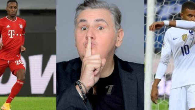 Source montage photo. Pierre M&eacute;n&egrave;s tacle Didier Deschamps sur la s&eacute;lection de Kylian Mbapp&eacute; et le compare &agrave; Bouna Sarr