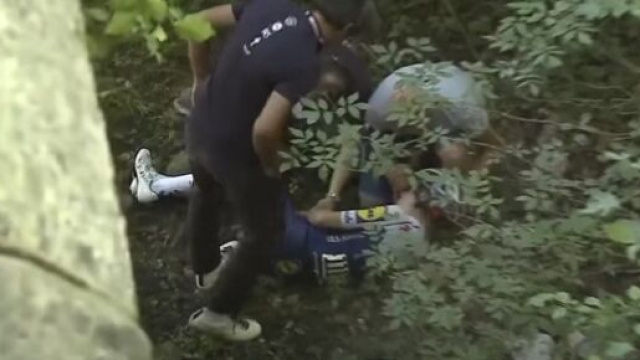 Remco Evenepoel, la caduta al Giro di Lombardia