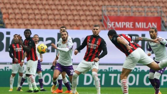 Il gol di Romagnoli che apre la partita Milan-Fiorentina - foto di : acmilan.com