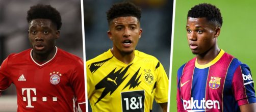 Davies, Sancho e Ansu Fati aparecem como os jovens mais valiosos do futebol mundial, de acordo com o CIES. (Fotomontagem)