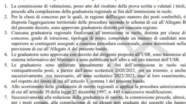 Procedura immissioni in ruolo su base regionale per un triennio fino ad esaurimento